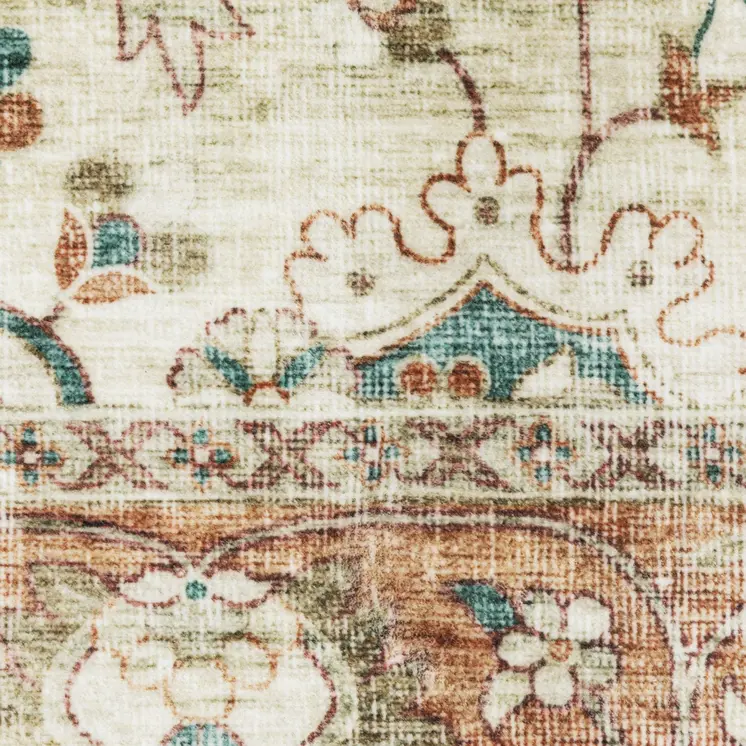8' X 10' Ivory And Rust Oriental Distressed Area Rug