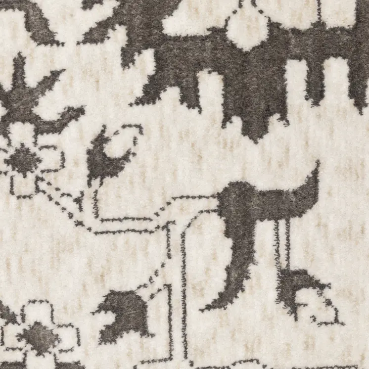 5' X 8' Ivory And Gray Oriental Area Rug