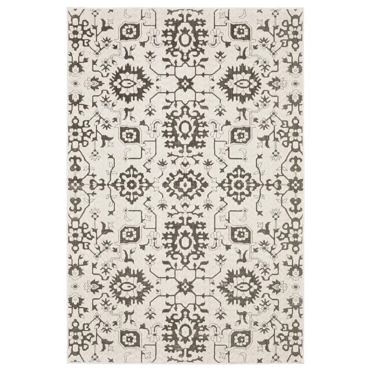10' X 13' Ivory And Gray Oriental Area Rug
