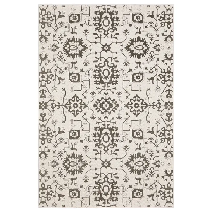 10' X 13' Ivory And Gray Oriental Area Rug