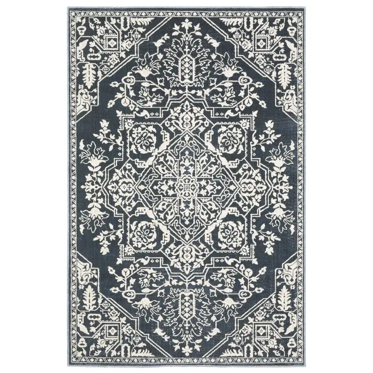 10' X 13' Blue And Ivory Oriental Area Rug