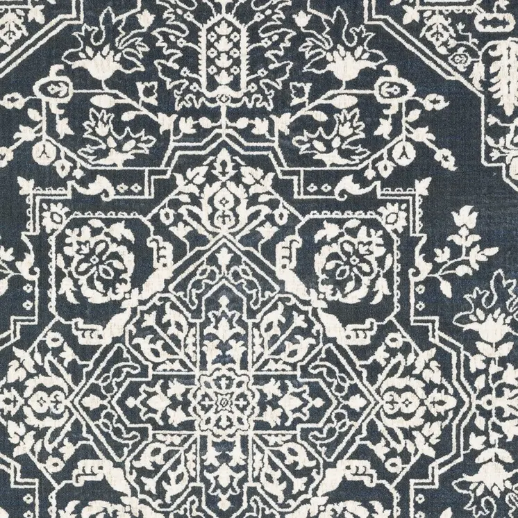 4' X 6' Blue And Ivory Oriental Area Rug