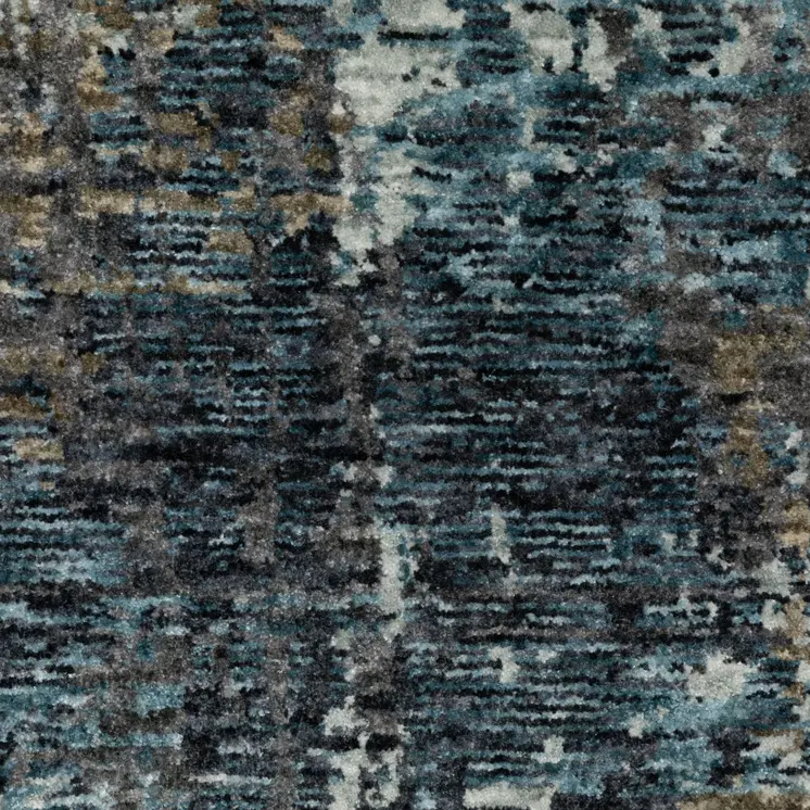 8' X 11' Blue And Gray Abstract Distressed Area Rug With Fringe