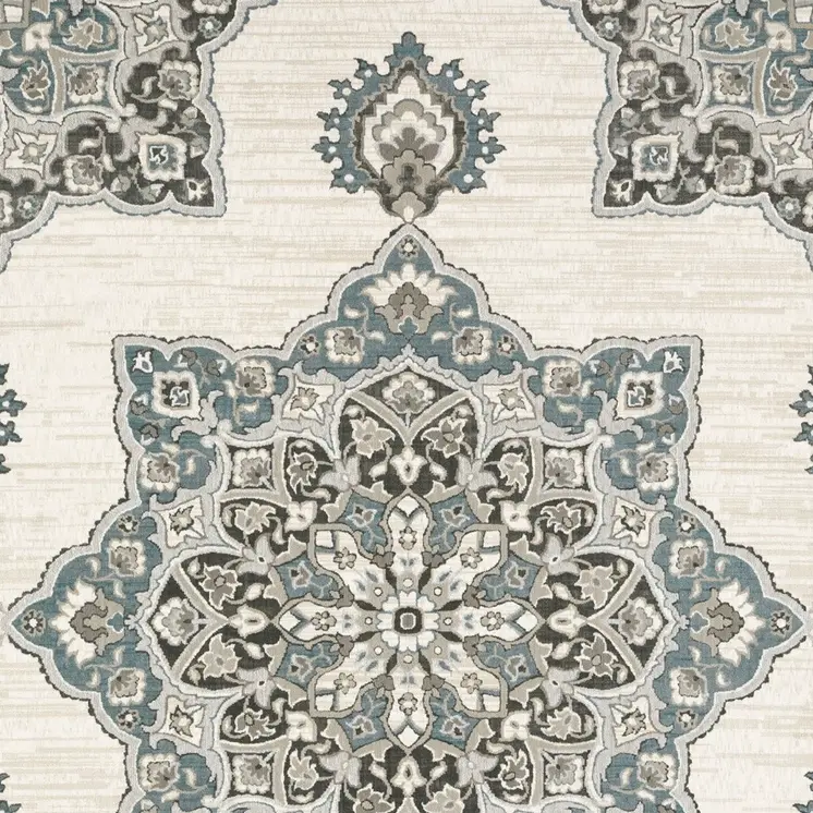 8' X 11' Brown And Blue Medallion Area Rug