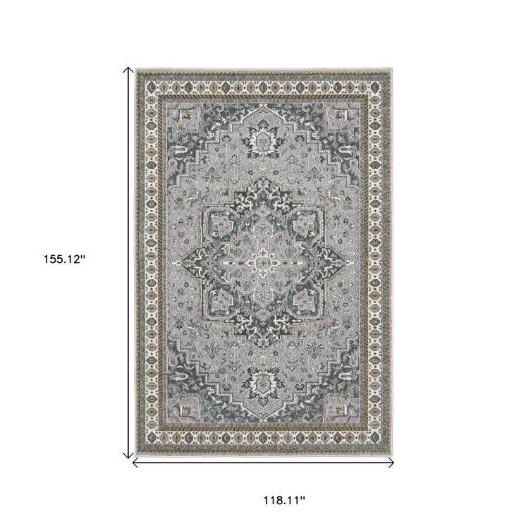 10' X 13' Blue And Gray Medallion Area Rug