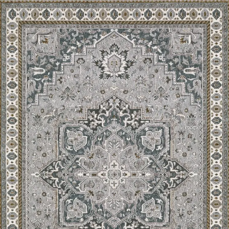 10' X 13' Blue And Gray Medallion Area Rug
