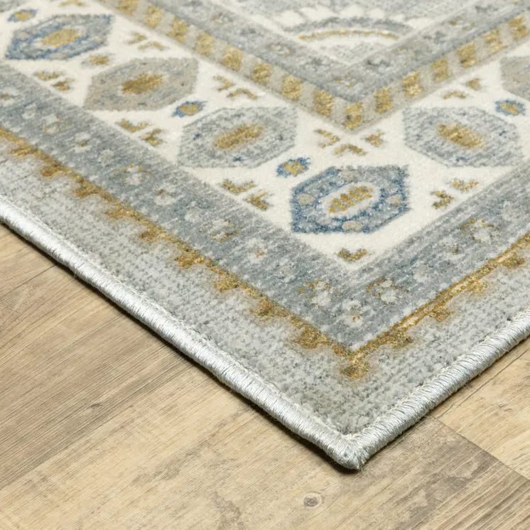 10' X 13' Blue And Gray Medallion Area Rug