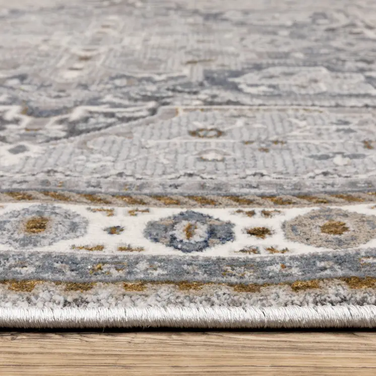 10' X 13' Blue And Gray Medallion Area Rug