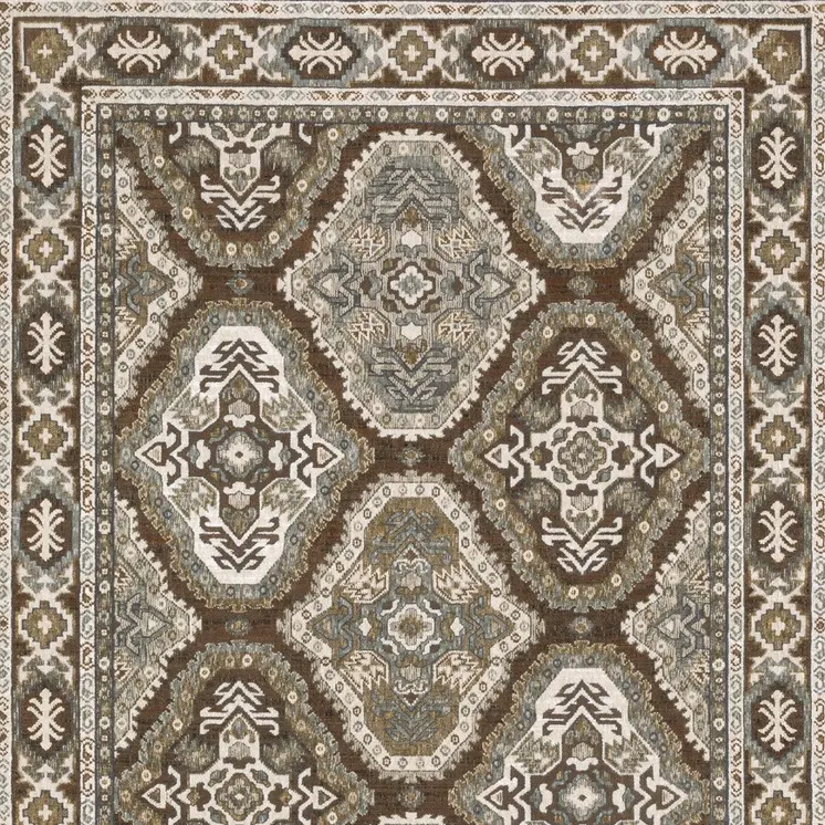 5' X 8' Blue And Gray Medallion Area Rug