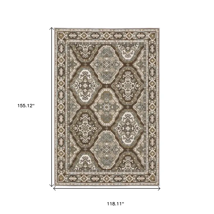 10' X 13' Ivory And Blue Medallion Area Rug