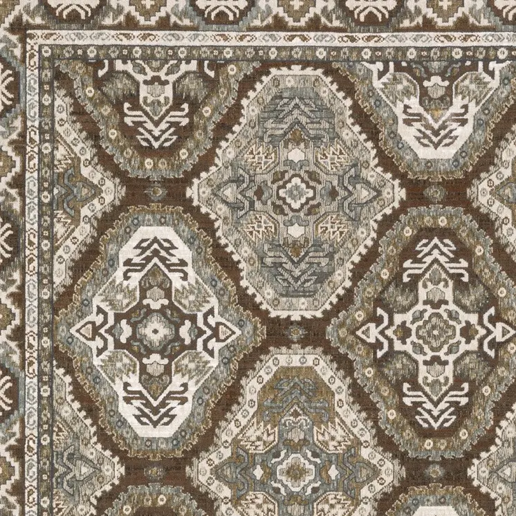 10' X 13' Ivory And Blue Medallion Area Rug