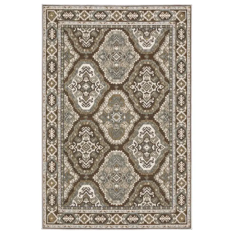 10' X 13' Ivory And Blue Medallion Area Rug