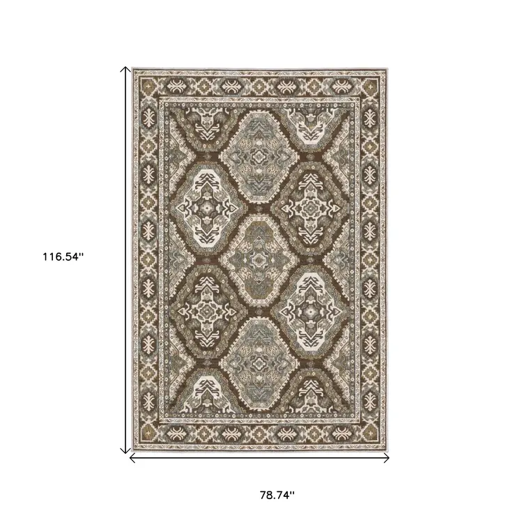 7' X 10' Blue And Gray Medallion Area Rug