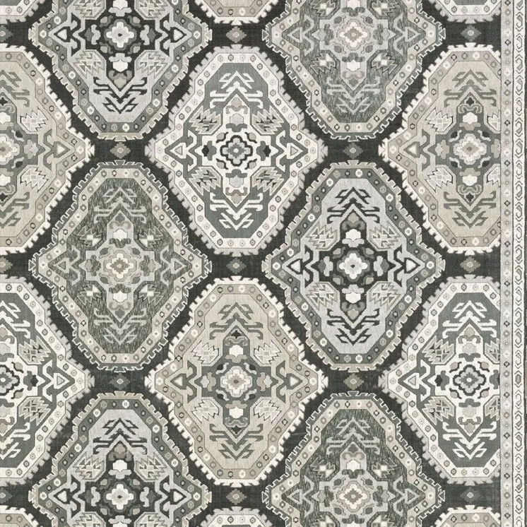 8' X 11' Blue Ivory And Charcoal Medallion Area Rug