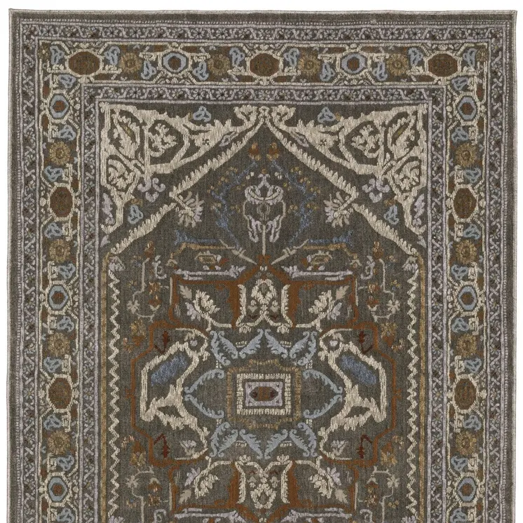 5' X 8' Blue And Green Medallion Area Rug