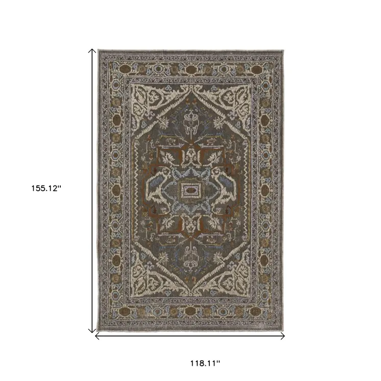 10' X 13' Blue And Green Medallion Area Rug
