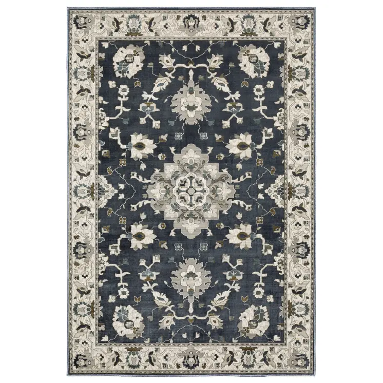 7' X 10' Blue Oriental Area Rug