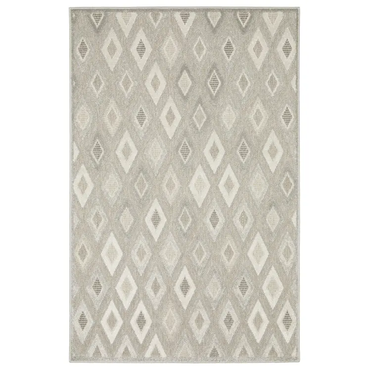 5' X 8' Beige And Gray Diamond Area Rug