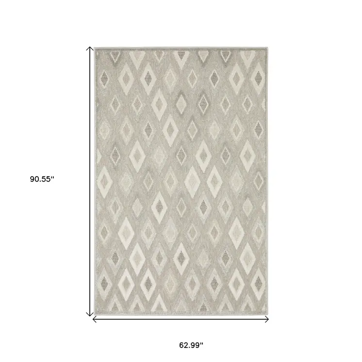 5' X 8' Beige And Gray Diamond Area Rug