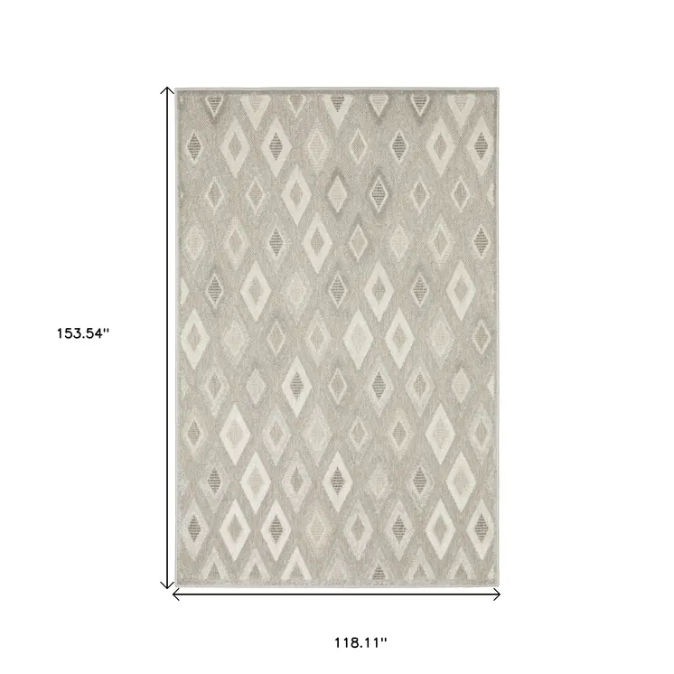 10' X 13' Beige And Gray Diamond Area Rug