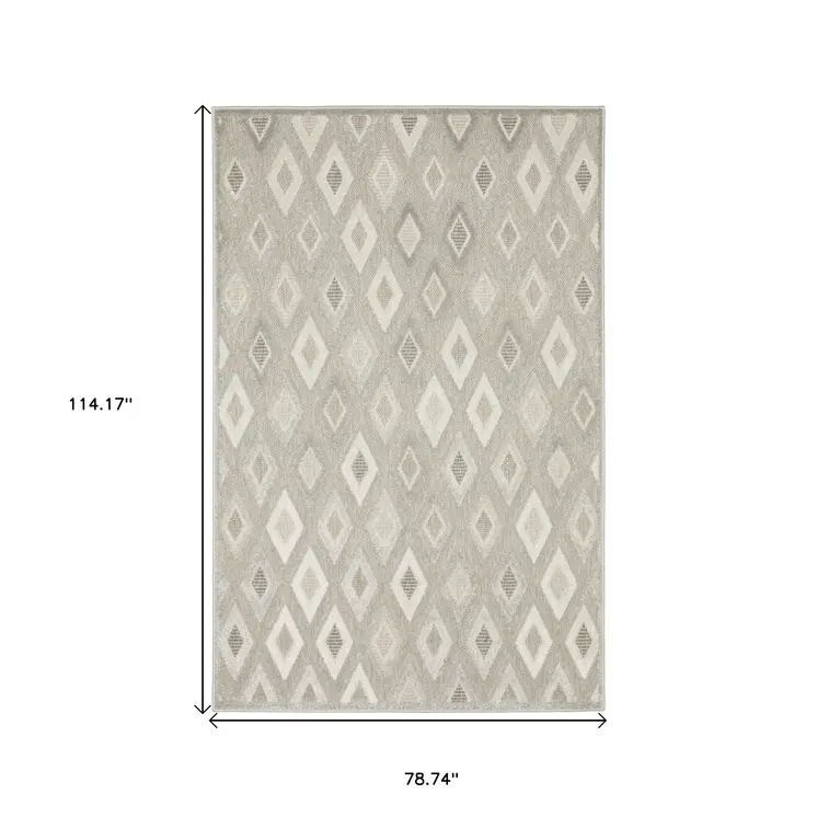 7' X 10' Beige And Gray Diamond Area Rug