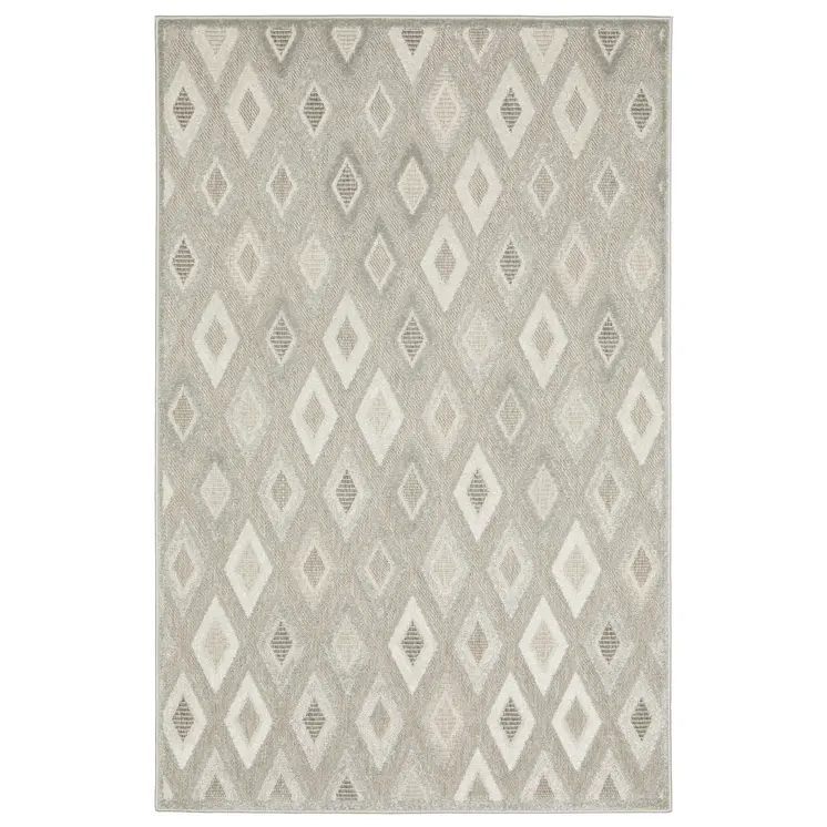 8' X 11' Beige And Gray Diamond Area Rug