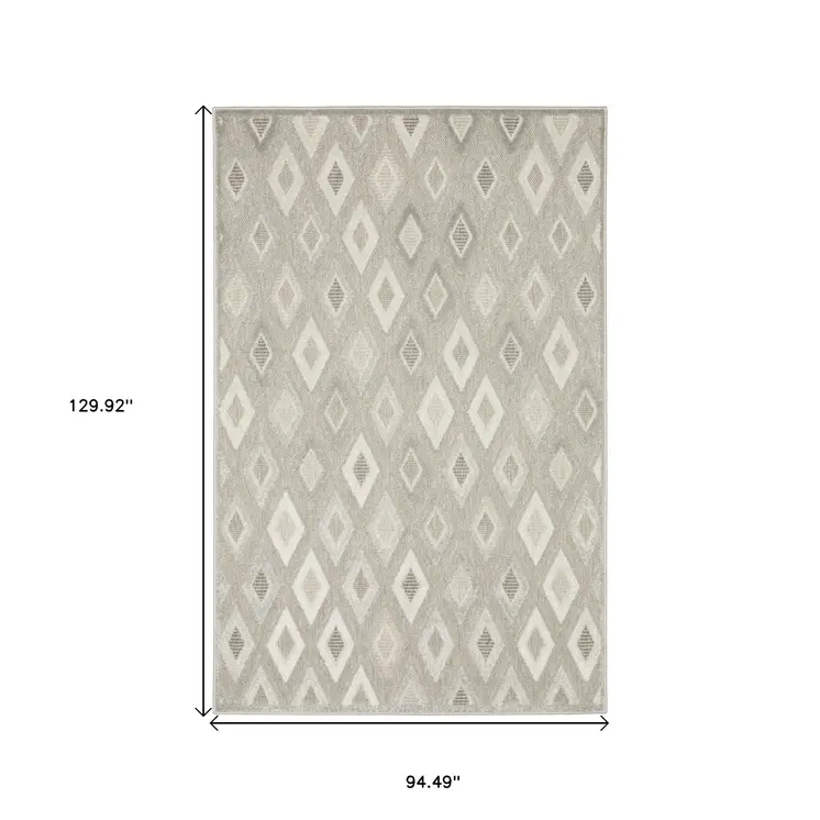8' X 11' Beige And Gray Diamond Area Rug