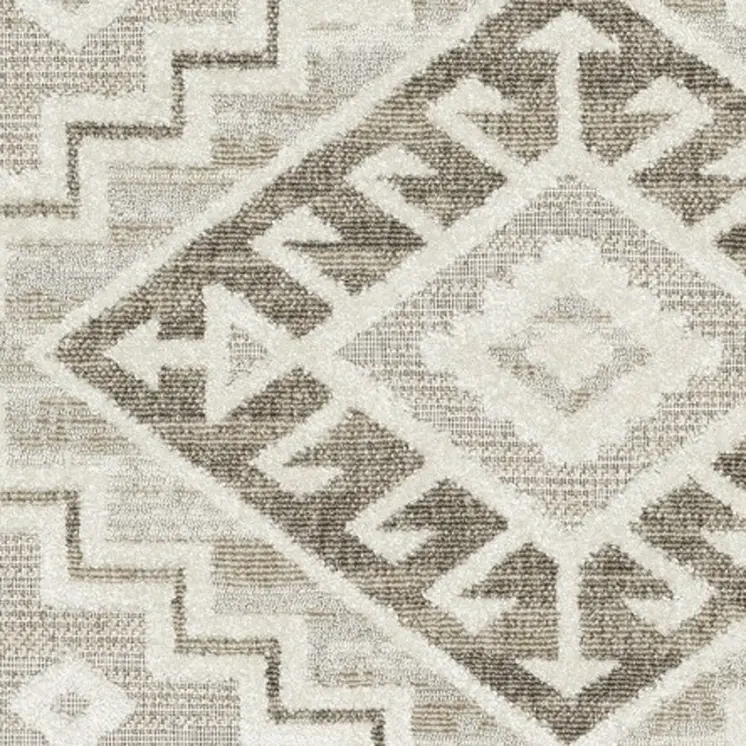 5' X 8' Beige And Brown Tribal Area Rug
