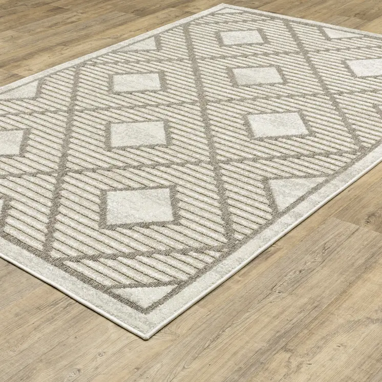 10' X 13' Beige And Brown Geometric Area Rug