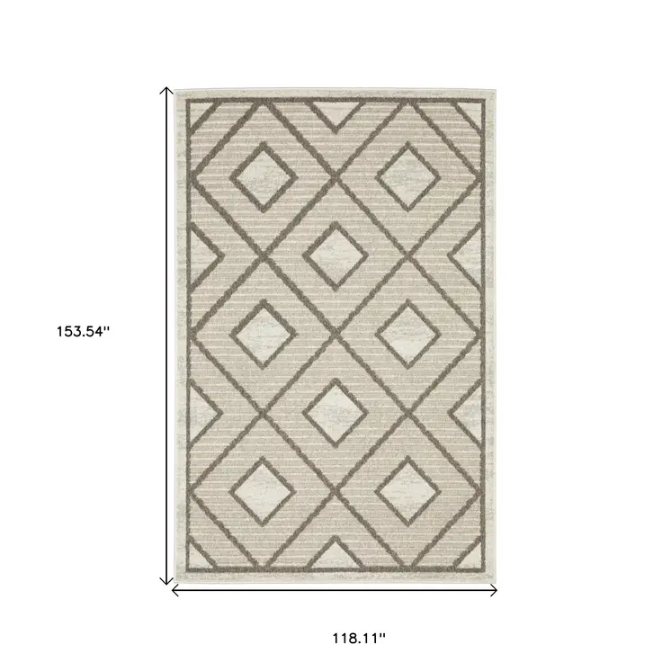 10' X 13' Beige And Brown Geometric Area Rug
