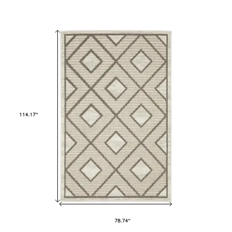7' X 10' Beige And Brown Geometric Area Rug