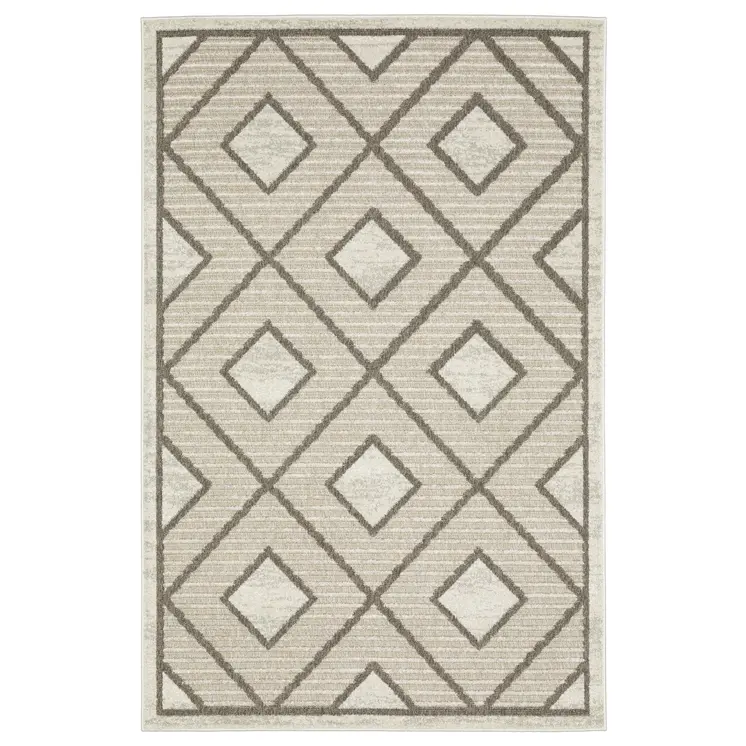 8' X 11' Beige And Brown Geometric Area Rug