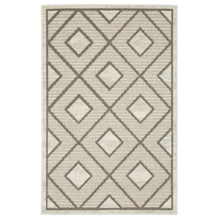 8' X 11' Beige And Brown Geometric Area Rug