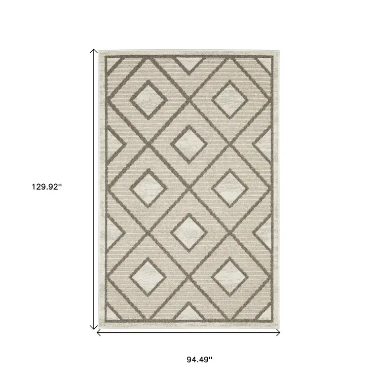 8' X 11' Beige And Brown Geometric Area Rug