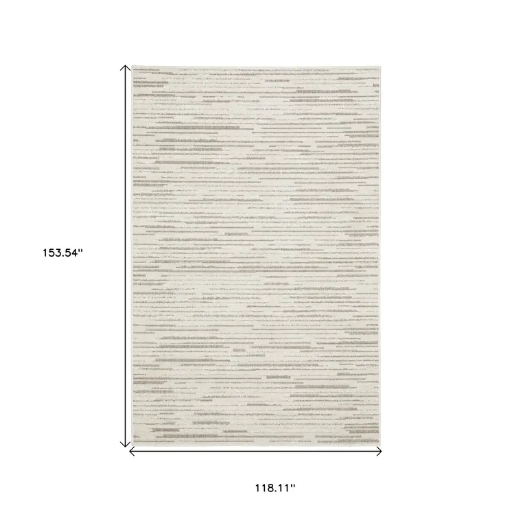 10' X 13' Ivory And Brown Striped Distressed Area Rug