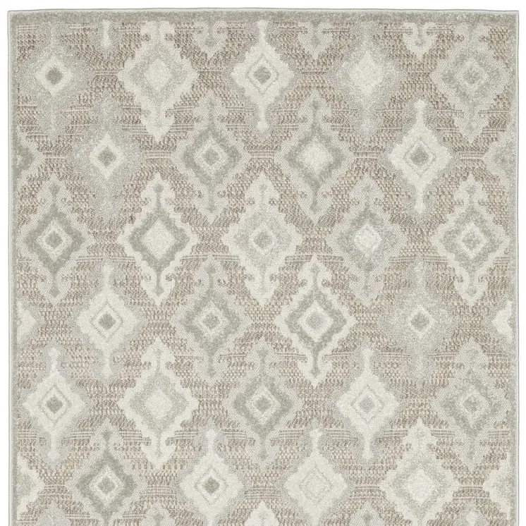 5' X 8' Beige And Gray Oriental Area Rug