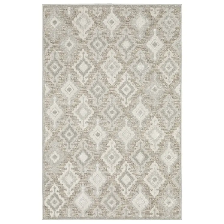 5' X 8' Beige And Gray Oriental Area Rug