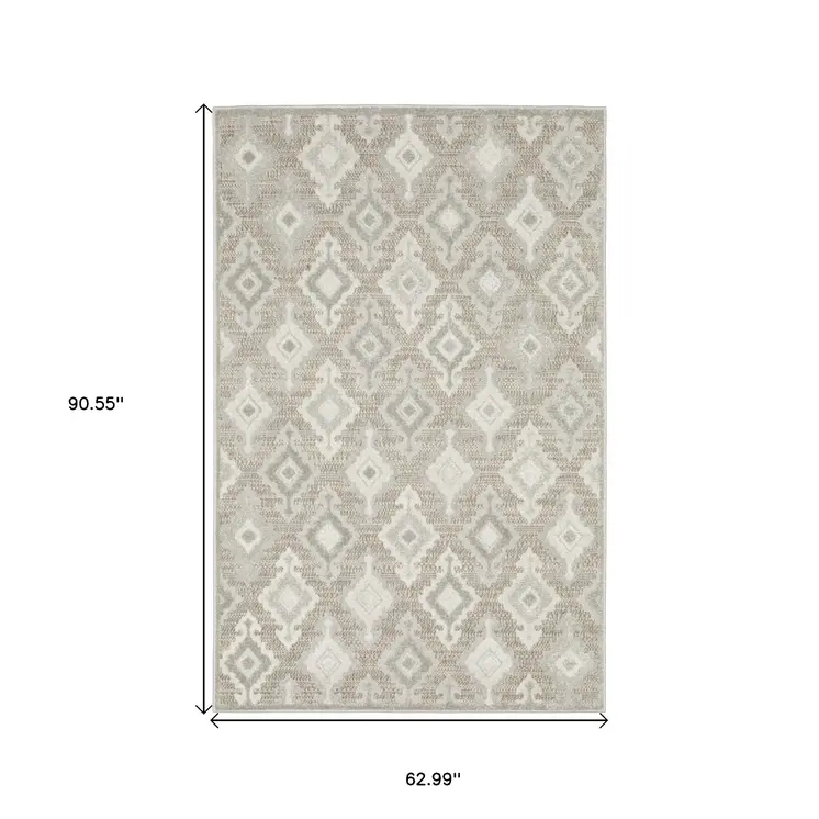 5' X 8' Beige And Gray Oriental Area Rug