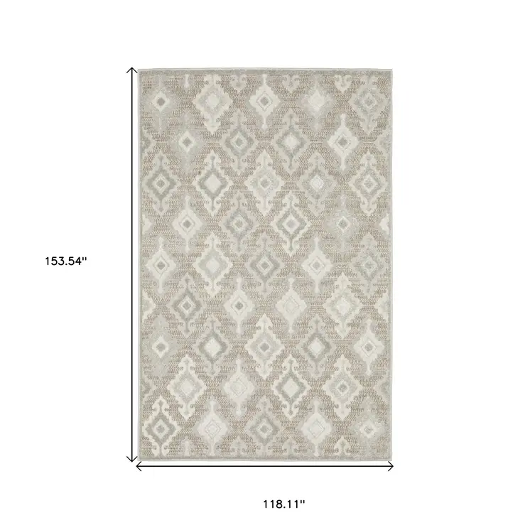 10' X 13' Beige And Gray Oriental Area Rug