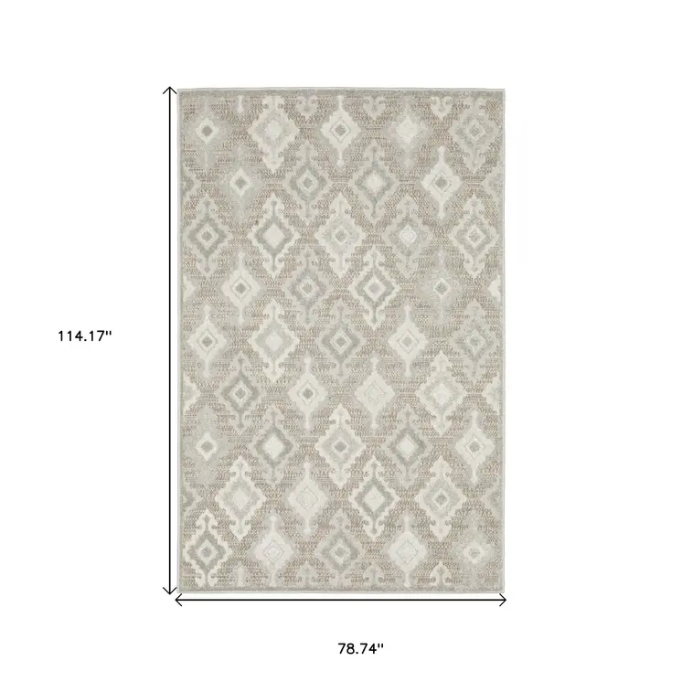7' X 10' Beige And Gray Oriental Area Rug