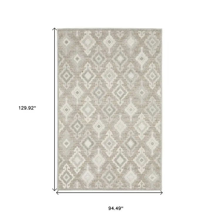 8' X 11' Beige And Gray Oriental Area Rug