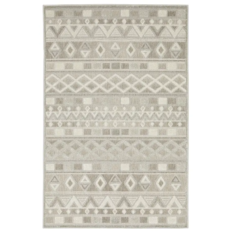 5' X 8' Beige And Gray Geometric Area Rug