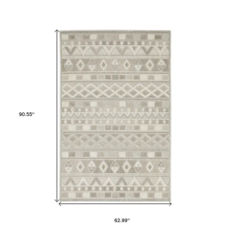 5' X 8' Beige And Gray Geometric Area Rug