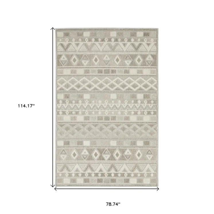 7' X 10' Beige And Gray Geometric Area Rug