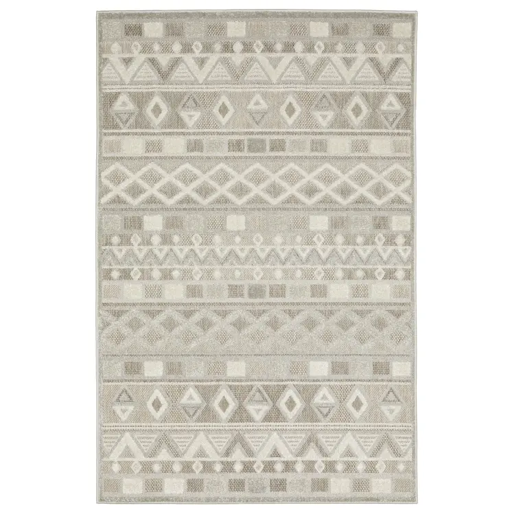 8' X 11' Beige And Gray Geometric Area Rug