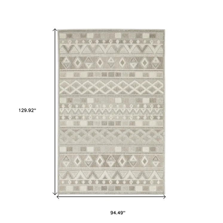 8' X 11' Beige And Gray Geometric Area Rug