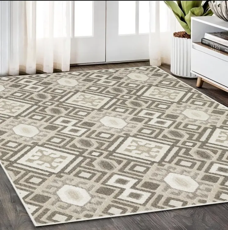 5' X 8' Brown And Beige Tribal Area Rug