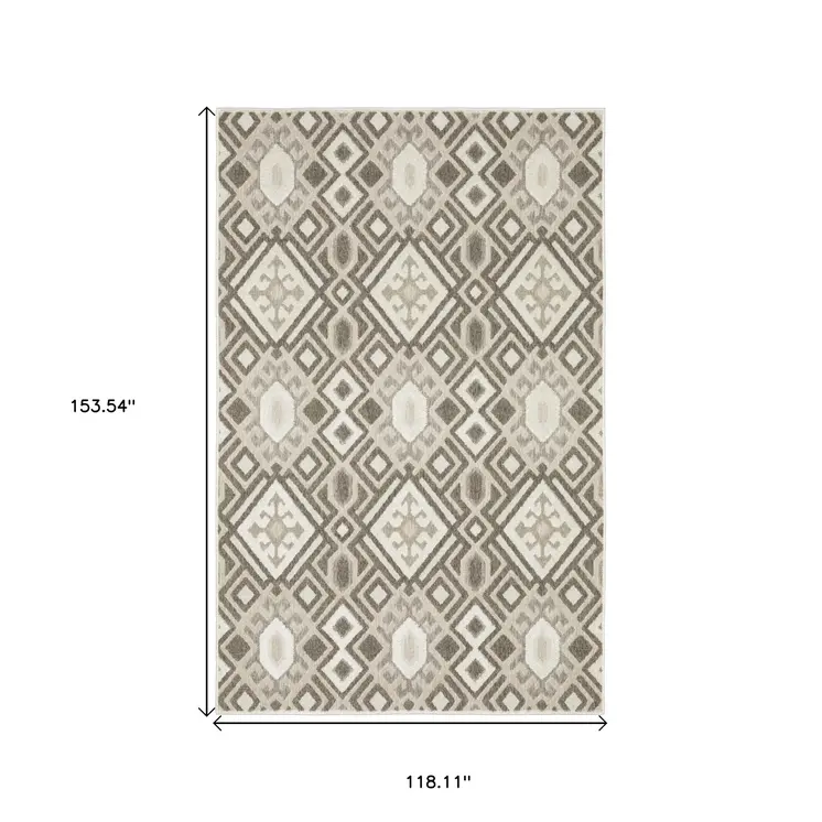 10' X 13' Brown And Beige Tribal Area Rug