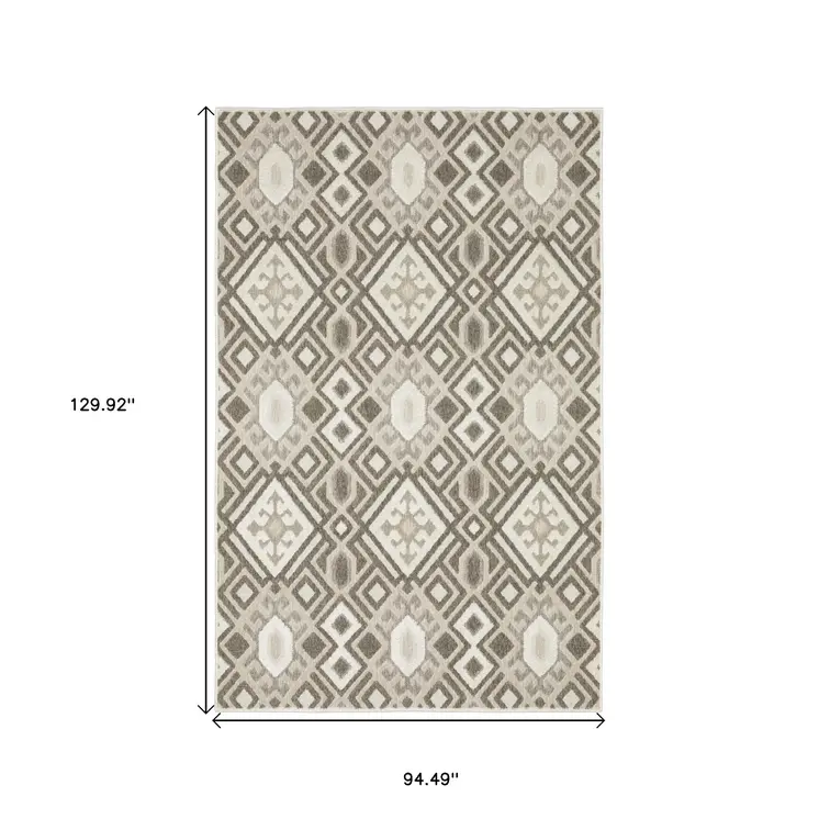 8' X 11' Brown And Beige Tribal Area Rug