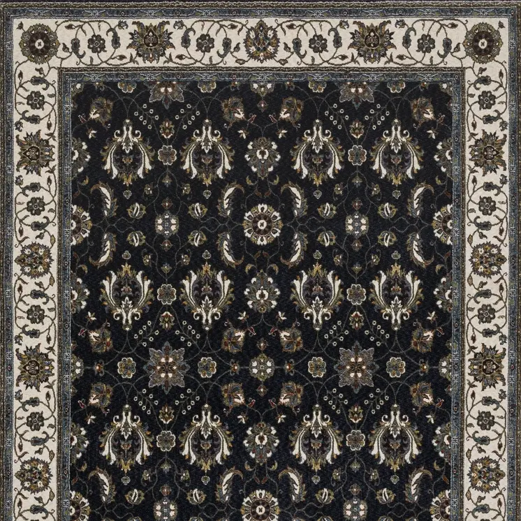 4' X 6' Blue And Ivory Oriental Area Rug With Fringe